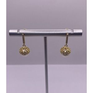 Gold Plated CZ Sterling Silver Faux Pearl Earrings